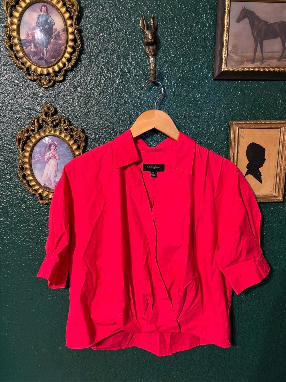 Banana Republic Pink Short Sleeve Crossover Top Sz Medium